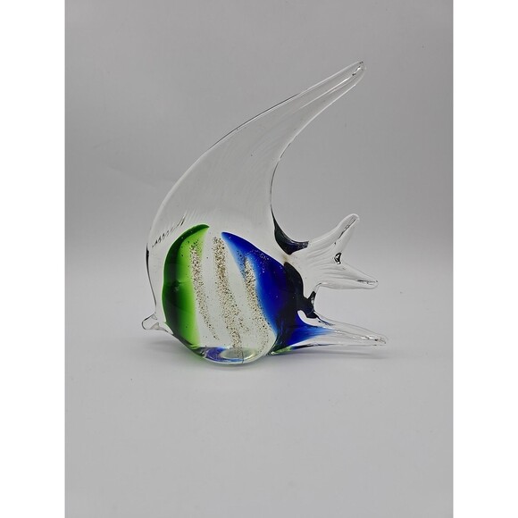 Art Glass Angel Fish Paperweight Figure Saltwater Fish "Murano Style" - Picture 1 of 8